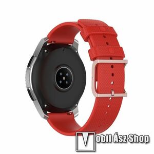 Okosóra szíj - szilikon, pontozott textúra mintás - PIROS - 125mm+90mm hosszú, 22mm széles - SAMSUNG Galaxy Watch 46mm / Watch GT2 46mm / Watch GT 2e / Galaxy Watch3 45mm / Honor MagicWatch 2 46mm kép