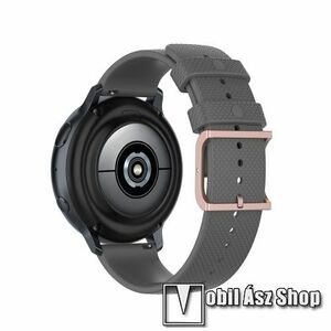 Okosóra szíj - szilikon, pontozott textúra mintás - SZÜRKE - 128mm+91mm hosszú, 20mm széles, 140-220mm átmérőjű csuklóméretig - SAMSUNG Galaxy Watch 42mm / Amazfit GTS / Galaxy Watch3 41mm / HUAWEI Watch GT 2 42mm / Galaxy Watch Active / Active 2 kép