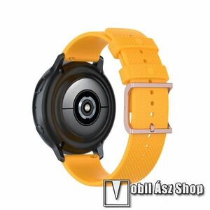 Okosóra szíj - szilikon, pontozott textúra mintás - CITROMSÁRGA - 128mm+91mm hosszú, 20mm széles, 140-220mm átmérőjű csuklóméretig - SAMSUNG Galaxy Watch 42mm / Amazfit GTS / Galaxy Watch3 41mm / HUAWEI Watch GT 2 42mm / Galaxy Watch Active / Active 2 kép