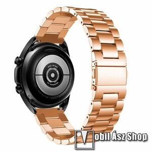 Fém okosóra szíj - ROSE GOLD - rozsdamentes acél, csatos, 184mm hosszú, 22mm széles, 135-235mm-es méretű csuklóig ajánlott - SAMSUNG Galaxy Watch 46mm / Watch GT2 46mm / Watch GT 2e / Galaxy Watch3 45mm / Honor MagicWatch 2 46mm kép
