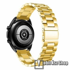 Fém okosóra szíj - ARANY - rozsdamentes acél, csatos, 184mm hosszú, 22mm széles, 135-235mm-es méretű csuklóig ajánlott - SAMSUNG Galaxy Watch 46mm / Watch GT2 46mm / Watch GT 2e / Galaxy Watch3 45mm / Honor MagicWatch 2 46mm kép