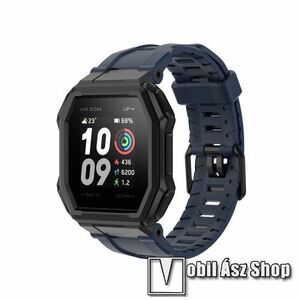 Okosóra szíj - szilikon - SÖTÉTKÉK - 121mm+ 91mm hosszú, 140-220mm-es csuklóméretig ajánlott - Xiaomi Amazfit Ares kép