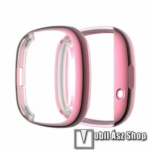 Okosóra szilikon védő tok / keret - GALVANIZÁLT RÓZSASZÍN - Szilikon előlapvédő is! - Fitbit Versa 3 / Fitbit Sense kép