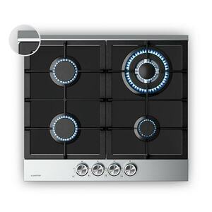 Klarstein Verosteel gázfőzőlap, 4 égős, elektromos gyújtás, földgázzal és LPG-vel kompatibilis, 8000 W, 60cm kép