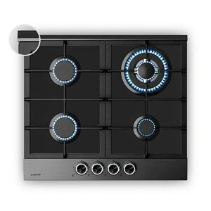 Klarstein Verosteel gázfőzőlap, 4 égős, elektromos gyújtás, földgázzal és LPG-vel kompatibilis, 8000 W, 60cm kép