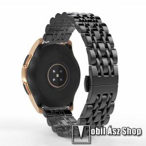 Fém okosóra szíj - FEKETE - rozsdamentes acél, speciális pillangó csatos, 20mm széles, 195mm hosszú - SAMSUNG Galaxy Watch 42mm / Xiaomi Amazfit GTS / SAMSUNG Gear S2 / HUAWEI Watch GT 2 42mm / Galaxy Watch Active / Active 2 kép