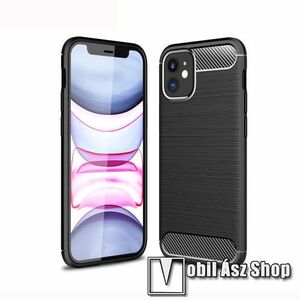OTT! CARBON szilikon védő tok / hátlap - FEKETE - karbon mintás, ERŐS VÉDELEM! - APPLE iPhone 12 mini kép