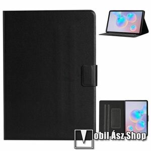 Notesz tok / mappa tok - FEKETE - asztali tartó funkciós, oldalra nyíló, mágneses záródás, bankkártya tartó zsebek, szilikon belső - SAMSUNG Galaxy Tab S8 (SM-X700/706) / Tab S7 (SM-T870/T875/T876B) kép