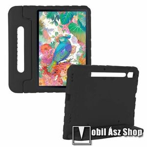 Shockproof EVA habszivacs védő tok / hátlap - FEKETE - hordozható, asztali tartó funkciós, ERŐS VÉDELEM! - SAMSUNG Galaxy Tab S8 (SM-X700/706) / Tab S7 (SM-T870/T875/T876B) kép