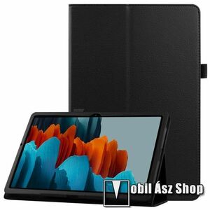 Notesz tok / mappa tok - FEKETE - asztali tartó funkciós, oldalra nyíló, tolltartó, műbőr belső - SAMSUNG Galaxy Tab S8 (SM-X700/706) / Tab S7 (SM-T870/T875/T876B) kép