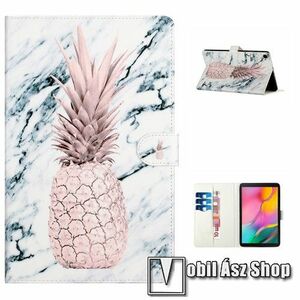 Notesz tok / mappa tok - ANANÁSZ / MÁRVÁNY MINTÁS - asztali tartó funkciós, oldalra nyíló, rejtett mágneses záródás, bankkártyatartó zsebekkel, szilikon belső - SAMSUNG Galaxy Tab A 10.1 Wi-Fi (2019) (SM-T510) / Galaxy Tab A 10.1 LTE (2019) (SM-T515) kép