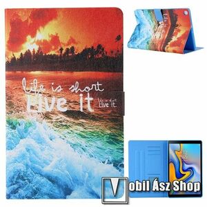 Notesz tok / mappa tok - NAPLEMENTE MINTÁS - asztali tartó funkciós, oldalra nyíló, rejtett mágneses záródás, bankkártyatartó zsebekkel, szilikon belső - SAMSUNG Galaxy Tab A7 10.4 (2020) (SM-T500/T505) / (2022) (SM-T509) kép