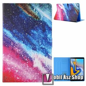 Notesz tok / mappa tok - GALAXIS MINTÁS - asztali tartó funkciós, oldalra nyíló, rejtett mágneses záródás, bankkártyatartó zsebekkel, szilikon belső - SAMSUNG Galaxy Tab A7 10.4 (2020) (SM-T500/T505) / (2022) (SM-T509) kép