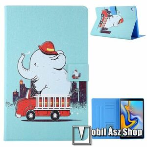 Notesz tok / mappa tok - TŰZOLTÓS ELEFÁNT MINTÁS - asztali tartó funkciós, oldalra nyíló, rejtett mágneses záródás, bankkártyatartó zsebekkel, szilikon belső - SAMSUNG Galaxy Tab A7 10.4 (2020) (SM-T500/T505) / (2022) (SM-T509) kép