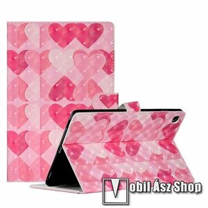 Notesz tok / mappa tok - SZÍV MINTÁS - asztali tartó funkciós, oldalra nyíló, rejtett mágneses záródás, bankkártyatartó zsebekkel, szilikon belső - SAMSUNG Galaxy Tab A7 10.4 (2020) (SM-T500/T505) / (2022) (SM-T509) kép