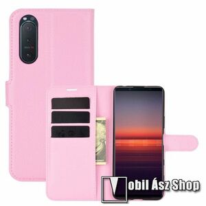 WALLET notesz tok / flip tok - RÓZSASZÍN - asztali tartó funkciós, oldalra nyíló, rejtett mágneses záródás, bankkártyatartó zseb, szilikon belső - SONY Xperia 5 II (2020) kép
