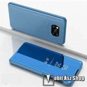 Notesz / flip tok - VILÁGOSKÉK - oldalra nyíló áttetsző tükrös flip cover, asztali tartó funkció, műanyag belső - Xiaomi Poco X3 / Poco X3 NFC / Poco X3 Pro kép
