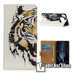 Notesz / mappa tok - TIGRIS MINTÁS - oldalra nyíló, rejtett mágneses záródás, belső zseb, asztali tartó funkció, szilikon belső - Xiaomi Poco X3 / Poco X3 NFC / Poco X3 Pro kép