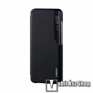 XIAOMI View Window ablakos notesz tok / flip tok - FEKETE - oldalra nyíló áttetsző aktív flip cover, műanyag belső - Xiaomi Mi 10 5G / Xiaomi Mi 10 Pro 5G - GYÁRI kép
