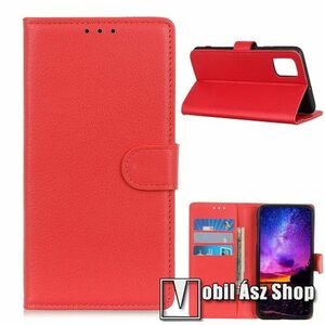 WALLET notesz tok / flip tok - PIROS - asztali tartó funkciós, oldalra nyíló, rejtett mágneses záródás, bankkártyatartó zseb, szilikon belső - Xiaomi Mi 10T 5G / Mi 10T Pro 5G / Redmi K30S kép