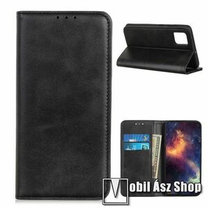 Notesz tok / flip tok - FEKETE - hasított bőr, asztali tartó funkciós, oldalra nyíló, rejtett mágneses záródás, bankkártya tartó zseb, szilikon belső - Xiaomi Mi 10T 5G / Mi 10T Pro 5G / Redmi K30S kép