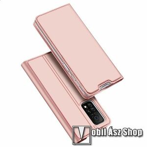 DUX DUCIS Skin Pro Series slim design notesz / mappa tok - ROSE GOLD - asztali tartó funkciós, oldalra nyíló, rejtett mágneses záródás, bankkártyatartó zseb, szilikon belső - Xiaomi Mi 10T 5G / Mi 10T Pro 5G / Redmi K30S - GYÁRI kép