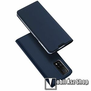 DUX DUCIS Skin Pro Series slim design notesz / mappa tok - SÖTÉTKÉK - asztali tartó funkciós, oldalra nyíló, rejtett mágneses záródás, bankkártyatartó zseb, szilikon belső - Xiaomi Mi 10T 5G / Mi 10T Pro 5G / Redmi K30S - GYÁRI kép