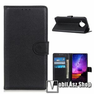 WALLET notesz tok / flip tok - FEKETE - asztali tartó funkciós, oldalra nyíló, rejtett mágneses záródás, bankkártyatartó zseb, szilikon belső - Xiaomi Mi 10T Lite 5G / Redmi Note 9 Pro 5G / Mi 10i 5G kép