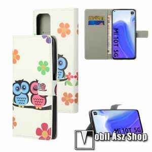 Notesz / mappa tok - BAGOLYPÁR / VIRÁG MINTÁS - oldalra nyíló, rejtett mágneses záródás, belső zseb, asztali tartó funkció, szilikon belső - Xiaomi Mi 10T 5G / Mi 10T Pro 5G / Redmi K30S kép