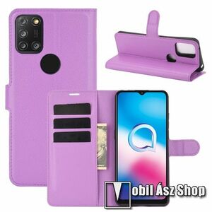 WALLET notesz tok / flip tok - LILA - asztali tartó funkciós, oldalra nyíló, rejtett mágneses záródás, bankkártyatartó zseb, szilikon belső - ALCATEL 3X (2020) (5061U) kép
