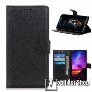 WALLET notesz tok / flip tok - FEKETE - asztali tartó funkciós, oldalra nyíló, rejtett mágneses záródás, bankkártyatartó zseb, szilikon belső - ALCATEL 3X (2020) (5061U) kép