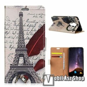 Notesz / mappa tok - EIFFEL TORONY MINTÁS - oldalra nyíló, rejtett mágneses záródás, belső zseb, asztali tartó funkció, szilikon belső - NOKIA 3.4 kép