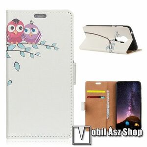 Notesz / mappa tok - BAGOLYPÁR MINTÁS - oldalra nyíló, rejtett mágneses záródás, belső zseb, asztali tartó funkció, szilikon belső - NOKIA 3.4 kép