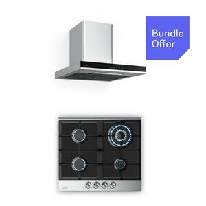 Klarstein Verosteel gázfőzőlap + Verosteel kéményelszívó | rozsdamentes acél | 60 cm kép