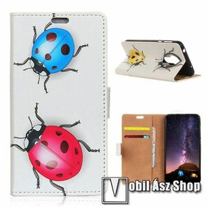 Notesz / mappa tok - KATICABOGÁR MINTÁS - oldalra nyíló, rejtett mágneses záródás, belső zseb, asztali tartó funkció, szilikon belső - NOKIA 3.4 kép