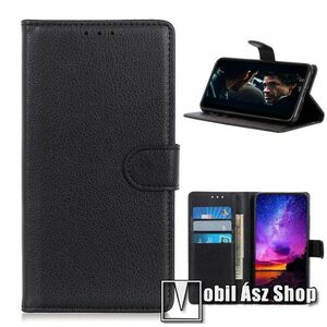 WALLET notesz tok / flip tok - FEKETE - asztali tartó funkciós, oldalra nyíló, rejtett mágneses záródás, bankkártyatartó zseb, szilikon belső - NOKIA 3.4 (2020) kép