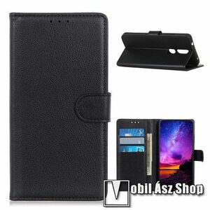 WALLET notesz tok / flip tok - FEKETE - asztali tartó funkciós, oldalra nyíló, rejtett mágneses záródás, bankkártyatartó zseb, szilikon belső - NOKIA 2.4 (2020) kép