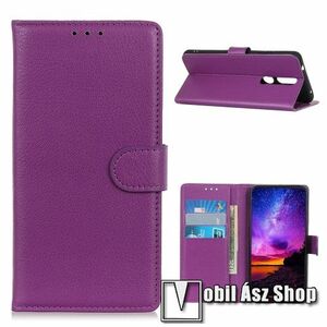 WALLET notesz tok / flip tok - LILA - asztali tartó funkciós, oldalra nyíló, rejtett mágneses záródás, bankkártyatartó zseb, szilikon belső - NOKIA 2.4 (2020) kép