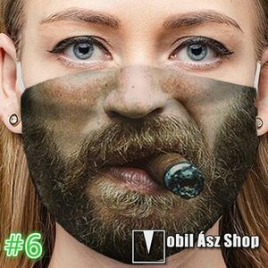 Szájmaszk - SZIVAROZÓ SZÁJ MINTÁS - bőrbarát pamutból készül, mosható újrafelhasználható, hossza: kb. 20 cm, szélessége: kb. 15 cm kép