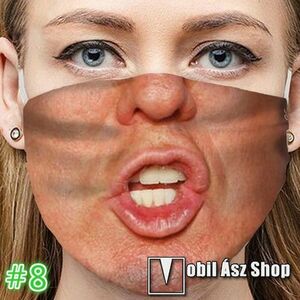 Szájmaszk - SZÁJ MINTÁS - bőrbarát pamutból készül, mosható újrafelhasználható, hossza: kb. 20 cm, szélessége: kb. 15 cm kép