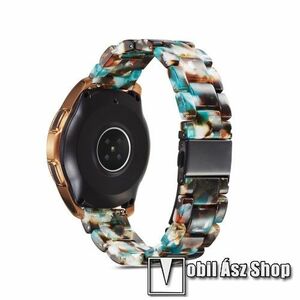 Okosóra műanyag szíj - KÉK / FEHÉR / FEKETE - csatos, 165mm hosszú, 22mm széles - SAMSUNG Galaxy Watch 46mm / Watch GT2 46mm / Watch GT 2e / Galaxy Watch3 45mm / Honor MagicWatch 2 46mm kép