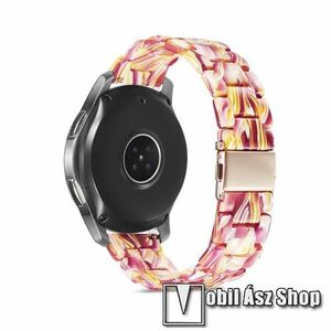 Okosóra műanyag szíj - RÓZSASZÍN / SÁRGA - csatos, 165mm hosszú, 22mm széles - SAMSUNG Galaxy Watch 46mm / Watch GT2 46mm / Watch GT 2e / Galaxy Watch3 45mm / Honor MagicWatch 2 46mm kép