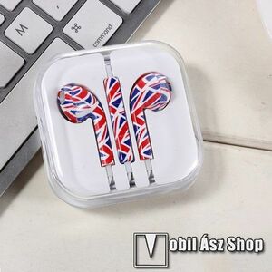 UNIVERZÁLIS SZTEREO headset - 3, 5mm jack csatlakozó, felvevő gomb, mikrofon - BRIT ZÁSZLÓ MINTÁS kép