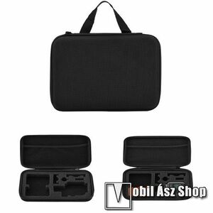 GoPro Hero 9 tartó / hordozó táska - ütődésálló, cipzáros hálós zseb, 220 x 170 x 68mm - ERŐS VÉDELEM! - FEKETE kép