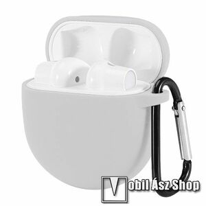 Szilikon védő tok OnePlus Buds-hoz - karabiner, töltőnyílás - FEHÉR kép