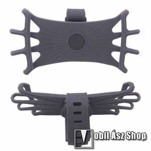 UNIVERZÁLIS biciklis / kerékpáros tartó konzol mobiltelefon készülékekhez - SZÜRKE - 360°-ban forgatható, kormányra rögzíthető, szilikon - 4-6.5"-os készülékekhez kép