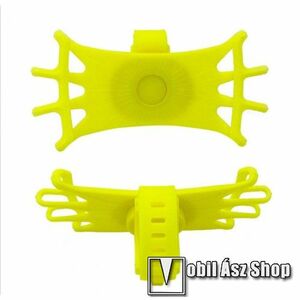 UNIVERZÁLIS biciklis / kerékpáros tartó konzol mobiltelefon készülékekhez - CITROMSÁRGA - 360°-ban forgatható, kormányra rögzíthető, szilikon - 4-6.5"-os készülékekhez kép