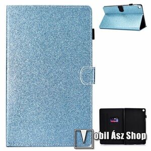 Notesz tok / mappa tok - KÉK CSILLÁMOS MINTÁS - csillogó, asztali tartó funkciós, oldalra nyíló, bankkártyatartó zsebekkel, ceruzatartó, szilikon belső - SAMSUNG SM-T725 Galaxy Tab S5e 10.5 LTE / SAMSUNG SM-T720 Galaxy Tab S5e 10.5 Wi-Fi kép