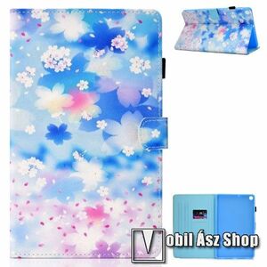 Notesz tok / mappa tok - VIRÁG MINTÁS - asztali tartó funkciós, oldalra nyíló, bankkártyatartó zsebekkel, ceruzatartó, szilikon belső - SAMSUNG Galaxy Tab A7 10.4 (2020) (SM-T500/T505) / (2022) (SM-T509) kép
