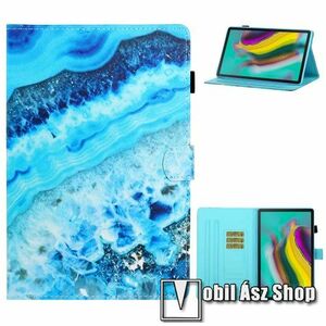 Notesz tok / mappa tok - TENGER MINTÁS - asztali tartó funkciós, oldalra nyíló, bankkártyatartó zsebekkel, ceruzatartó, szilikon belső - SAMSUNG Galaxy Tab A7 10.4 (2020) (SM-T500/T505) / (2022) (SM-T509) kép